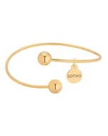 Bransoletki - Złota Sztywna Bransoletka Z Kuleczkami - miniaturka - grafika 1