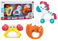 Grzechotki dla dzieci - Zestaw Zabawek Dla Niemowlaka Grzechotki Gryzaczki Zebra Krab Lis 3 Szt LEAN Toys - miniaturka - grafika 1