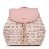 Plecaki - Pleciony plecak z troczkiem różowy - miniaturka - grafika 1