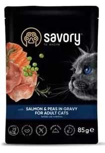 SAVORY Cat Adult Salmon and Peas 85g (saszetka) - Mokra karma dla kotów - miniaturka - grafika 1