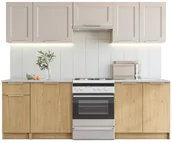 Meble kuchenne - Nowoczesne meble kuchenne 240 cm dąb cremona + kaszmir P7-E79 - miniaturka - grafika 1