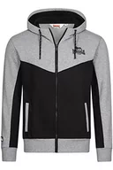 Bluzy męskie - Lonsdale Męska bluza z kapturem z zamkiem błyskawicznym, normalny krój, FRANKFIELD, Marl Grey/Black, L - miniaturka - grafika 1