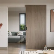 Drzwi wewnętrzne - Drzwi przesuwne z drewna i MDF z niewidoczną szyną - Jasny dąb - 93 x 210 cm - BOCAZI - miniaturka - grafika 1