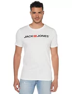 Koszulki męskie - JACK & JONES Męski T-shirt Slim Fit z nadrukiem w opakowaniu 3 lub 6 szt. z okrągłym dekoltem marki Sale S M L XL XXL, 3-pak (1 x marynarka granatowa, 1 x biała, 1 x czarna), XS - miniaturka - grafika 1
