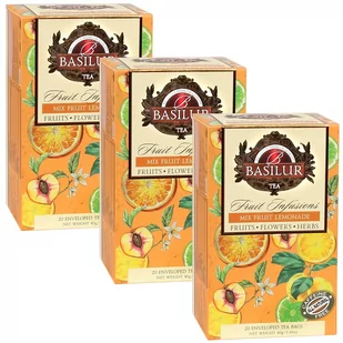 BASILUR Fruit Infusions - Owocowa herbata bezkofeinowa z aromatem owoców tropikalnych i cytrusów, w saszetkach 20 x 2 g x3 - Herbata - miniaturka - grafika 1