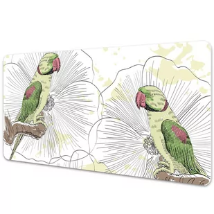 Mata z nadrukiem na biurko Zielone papugi 90x45 cm - Podkładki na biurko - miniaturka - grafika 1