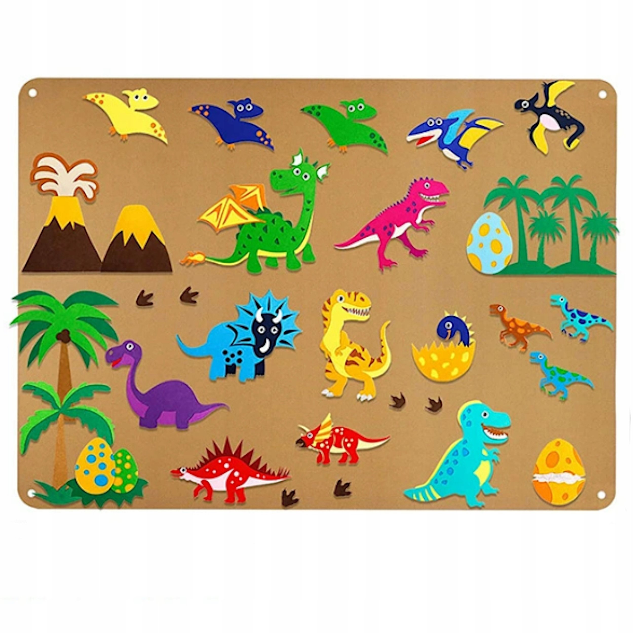 MATA EDUKACYJNA Tablica FILCOWA na rzepy dla dzieci dinozaury Montessori