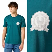 Koszulki męskie - Wrangler GRAPHIC TEE Deep Teal ZIELONA BAWEŁNIANA KOSZULKA T-SHIRT LOGO XXL - miniaturka - grafika 1