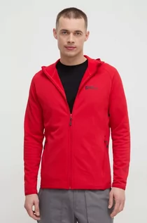 Bluzy męskie - Jack Wolfskin bluza sportowa Baiselberg kolor czerwony z kapturem gładka - grafika 1