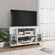Szafki RTV - vidaXL Szafka pod TV z kółkami, biała, 80x40x40 cm, płyta wiórowa - miniaturka - grafika 1