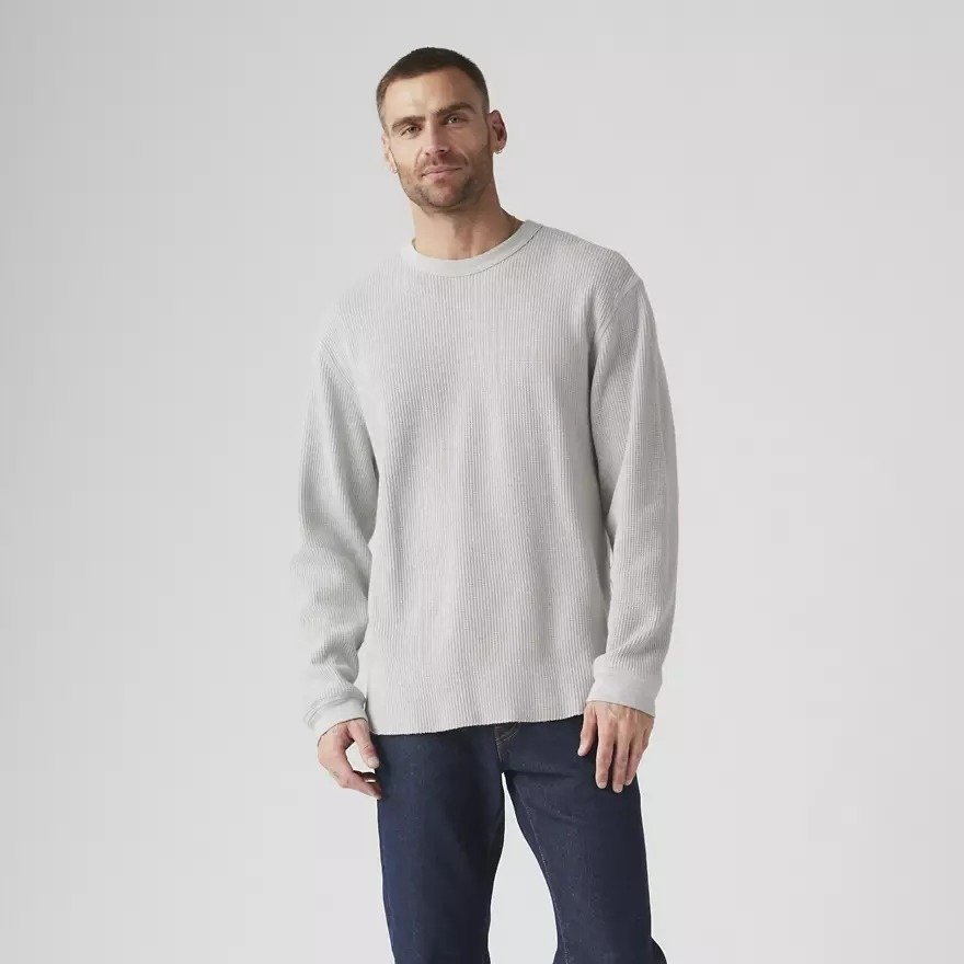 LEVIS SWETER MĘSKI SZARY GŁADKI Z OKRĄGŁYM DEKOLTEM M 6FA