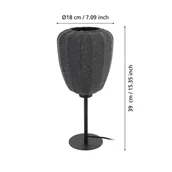 Lampy stojące - EGLO Lampa stołowa Barlaston, wysokość 39 cm, czarny/szary, metal/tkanina - miniaturka - grafika 1