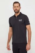 Koszulki męskie - EA7 Emporio Armani polo męski kolor czarny z nadrukiem - miniaturka - grafika 1
