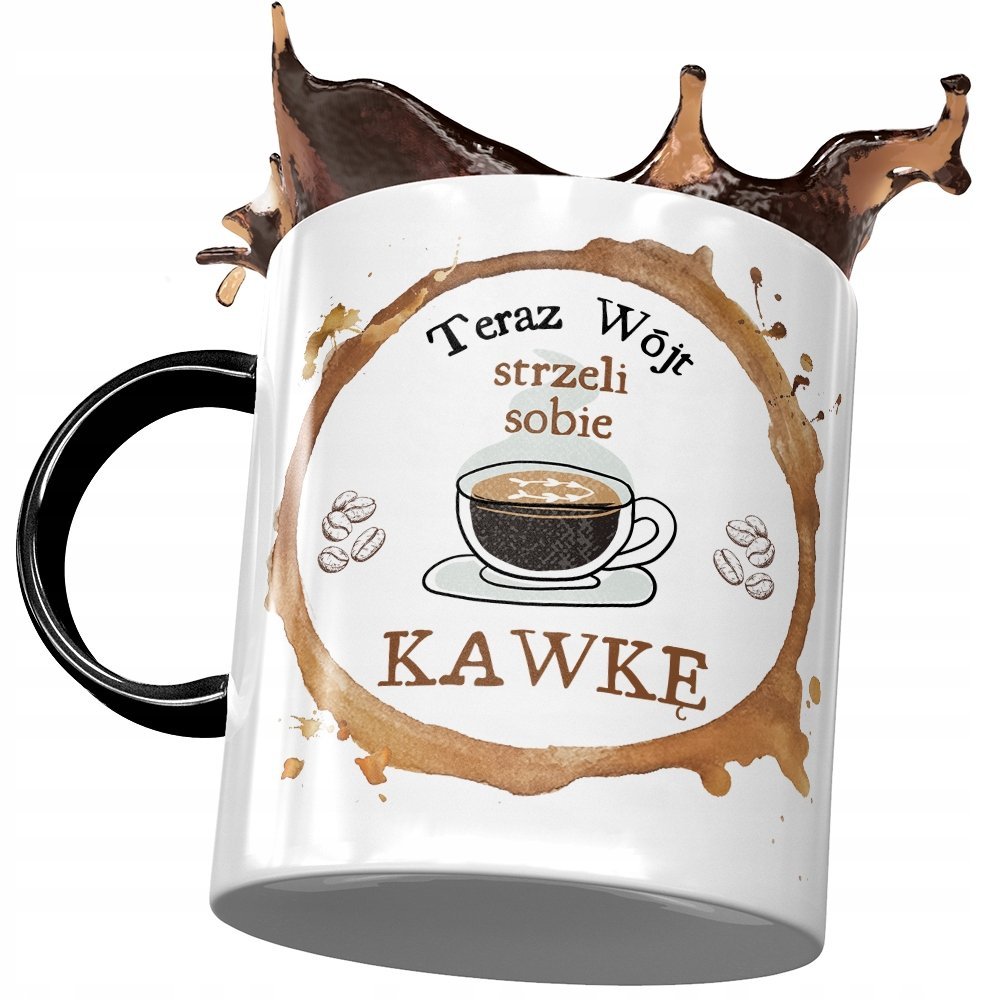 Kubek Czarny Dla Wójta Który Strzeli sobie Kawkę z Nadrukiem ze Zdjęciem + Opakowanie na prezent (wzór 02)