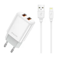 Ładowarki do telefonów - Ładowarka Sieciowa 2x USB 2.4A + Kabel USB - Lightning Jellico EU02 biały - miniaturka - grafika 1