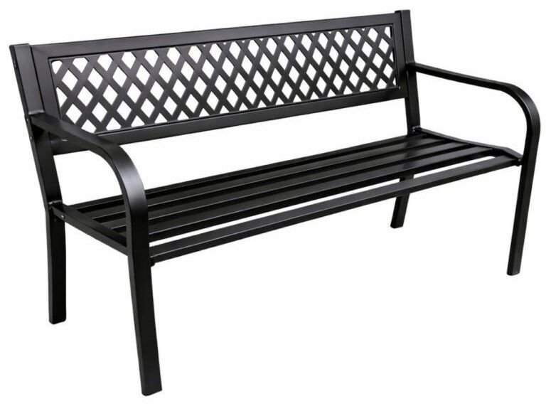 Lean Ławka Ogrodowa Parkowa Taras Ogród Metalowa Oparcie Czarna 120 cm