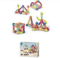 Klocki - MAGNETYCZNE KLOCKI KONSTRUKCYJNE DLA DZIECI 64 ELEMENTY - miniaturka - grafika 1