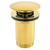 Korki do umywalek - FERRO S285G ROTONDO zawór spustowy z przelewem, click-clack, 5/4", złoty - miniaturka - grafika 1