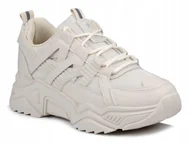 Sneakersy damskie - Buty sportowe damskie sneakersy na platformie beżowe News 4620 41 - miniaturka - grafika 1