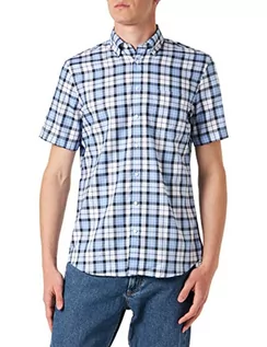Koszule męskie - Seidensticker Męska koszula z krótkim rękawem, niebieska, rozmiar 44, niebieski, 44 - grafika 1