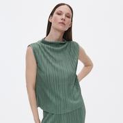 Bluzki damskie - Reserved - PREMIUM Bluzka z plisowanej tkaniny - Zielony - miniaturka - grafika 1