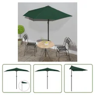 Parasole ogrodowe - The Living Store Półparasol balkonowy na słupku z aluminium - 270x144 cm - zielony - Parasol Balkonowy - miniaturka - grafika 1