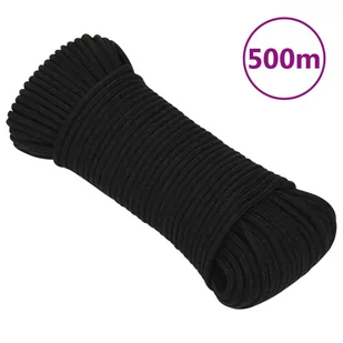 vidaXL Linka robocza, czarna, 4 mm, 500 m, poliester - Żeglarstwo - miniaturka - grafika 1