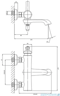 Omnires Armance bateria wannowa bez zestawu prysznicowego mosiądz szczotkowany AM5230BSB | - Baterie umywalkowe - miniaturka - grafika 2