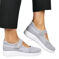 Półbuty damskie - DAMSKIE PÓŁBUTY SPORTOWE NA RZEP NEWS 4695 SZARE - miniaturka - grafika 1