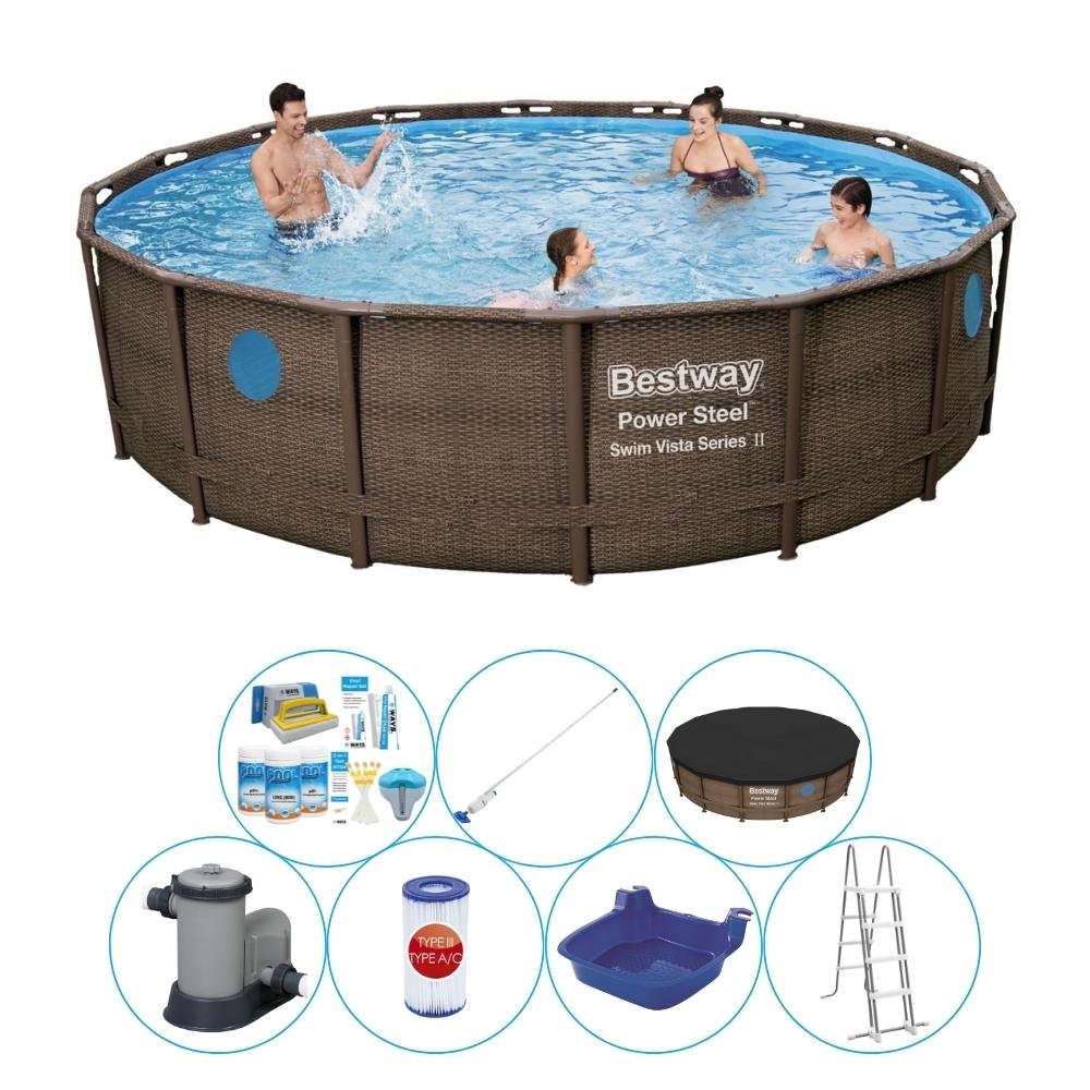 Basen z akcesoriami - Bestway Power Steel Swim Vista Round 488x122 cm