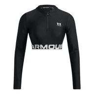 Koszulki i topy damskie - Damska Koszulka z długim rękawem UNDER ARMOUR HEATGEAR RIB 1/4 ZIP LS 1388692-001 – Czarny - miniaturka - grafika 1