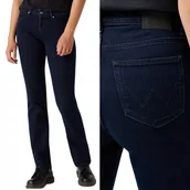 Spodnie damskie - Wrangler STRAIGHT BlueBlack wysokie proste damskie spodnie jeansowe W32 L32 - miniaturka - grafika 1