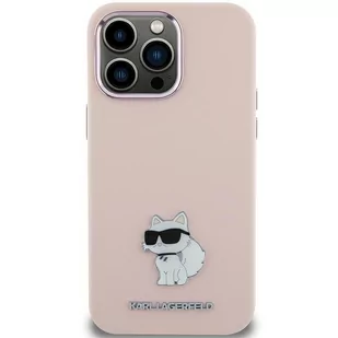 Etui Karl Lagerfeld KLHCP15SSMHCNPP Apple iPhone 15 Silicone Choupette Metal Pin różowy/pink - Etui i futerały do telefonów - miniaturka - grafika 1