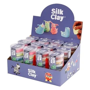 Zestaw 12 modeli gliny Silk Clay - Kolory podstawowe i neonowe - Kreatywna zabawka dla dzieci - Masy plastyczne - miniaturka - grafika 1
