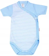 Body dla niemowląt - Body KOPERTOWE K/R Paski NIEBIESKIE r 74 KLEKLE - miniaturka - grafika 1