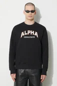 Bluzy męskie - Alpha Industries bluza College Sweater męska kolor czarny z nadrukiem 146301 - miniaturka - grafika 1