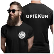 Moda i Uroda OUTLET - Koszulka męska medyczna dla opiekuna z logo i napisem OPIEKUN na plecach kolor czarny - miniaturka - grafika 1