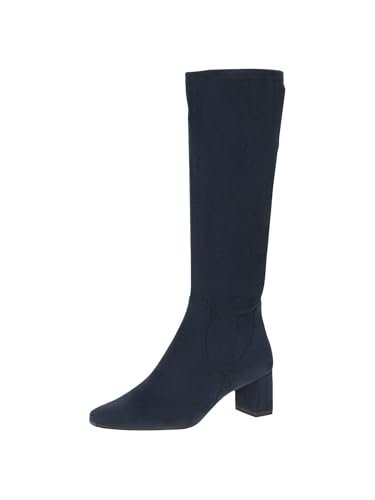 CAPRICE Damskie wysokie kozaki z obcasem, do kolan, wegańskie, Navy Patent, 42 EU