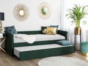 Łóżka - Beliani Łóżko wysuwane tapicerowane 80 x 200 cm zielone LIBOURNE - miniaturka - grafika 1