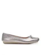 Baleriny - Clarks Skórzane baleriny "Freckle Ice" w kolorze srebrnym - miniaturka - grafika 1