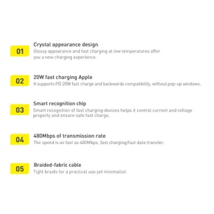 Baseus Crystal Shine Series kabel przewód USB do szybkiego ładowania i transferu danych USB Typ C - Lightning 20W 1,2m fioletowy (CAJY000205) - Kable USB - miniaturka - grafika 17