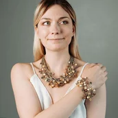 Zestawy biżuterii dla kobiet - Komplet biżuterii z bursztynu bałtyckiego - naszyjnik i bransoletka - miniaturka - grafika 1