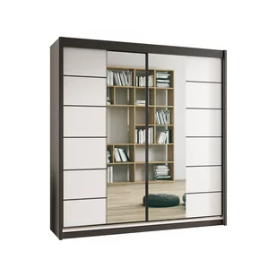 Szafa Przesuwna 203 z Lustrem Zoja Skąpski Meble Biały Mat, Czarny Mat - Szafy - miniaturka - grafika 1