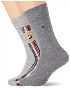 Tommy Hilfiger Męskie skarpety Global Ribbon Crest Sock Classic, szary melanż, 39-42 EU - Skarpetki męskie - miniaturka - grafika 1