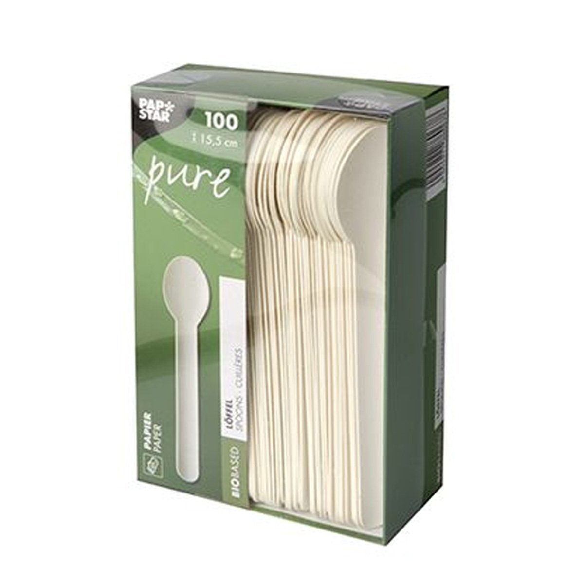 Łyżeczka Papstar wykonana z czystego białego papieru o neutralnym smaku 100 szt