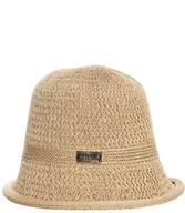 Czapki damskie - Kapelusz słomkowy pleciony BUCKET HAT z ozdobną blaszką - miniaturka - grafika 1