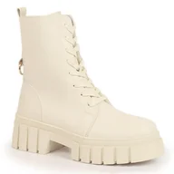 Botki damskie - Trapery sznurowane i na suwak ocieplane Sergio Leone W SK387B beżowy - miniaturka - grafika 1