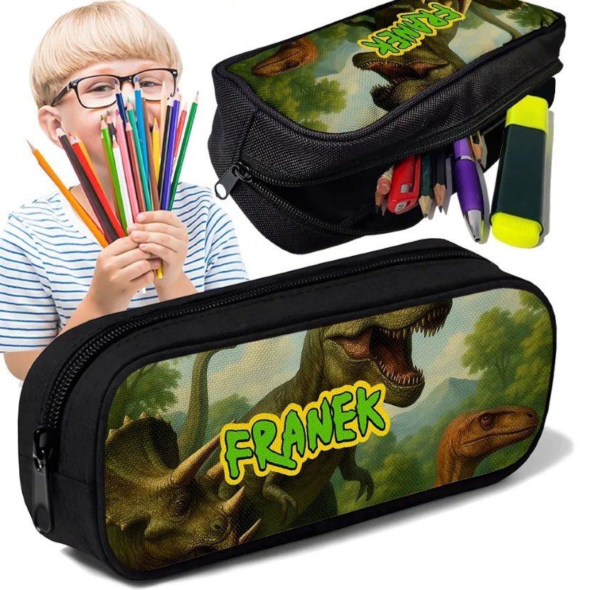 Piórnik TUBA z imieniem Dinozaury Świat Dinozaurów Personalizowany Prezent