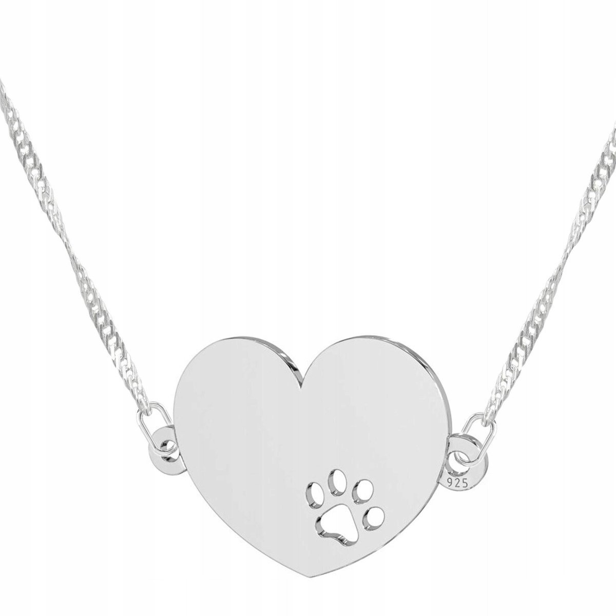 Naszyjnik Srebrny z Sercem i Psią Łapką Łapa Serduszko Zwierzak SREBRO 925