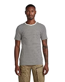 Koszulki męskie - G-STAR RAW Męski t-shirt w paski Slim, Wielokolorowy (Milk/Cloack Stripe C339-d952), S - grafika 1